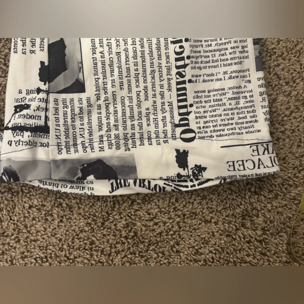 Women’s Trousers in Black and White Newspaper Print. Size Large Handmade - Picture 8 of 9